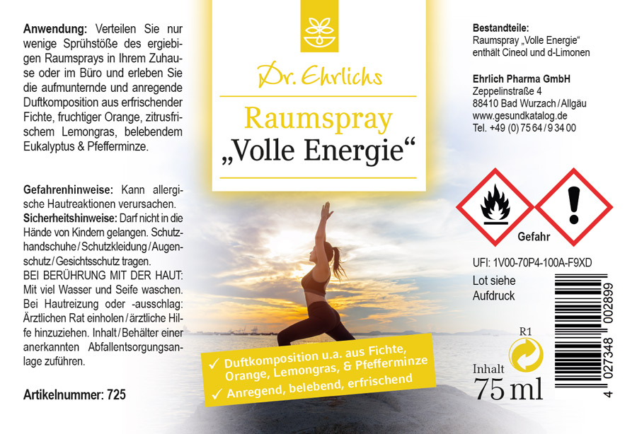 Dr. Ehrlichs Raumspray "Volle Energie" 75 ml