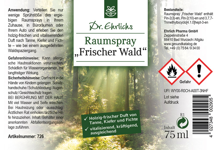 Dr. Ehrlichs Raumspray "Frischer Wald" 75 ml