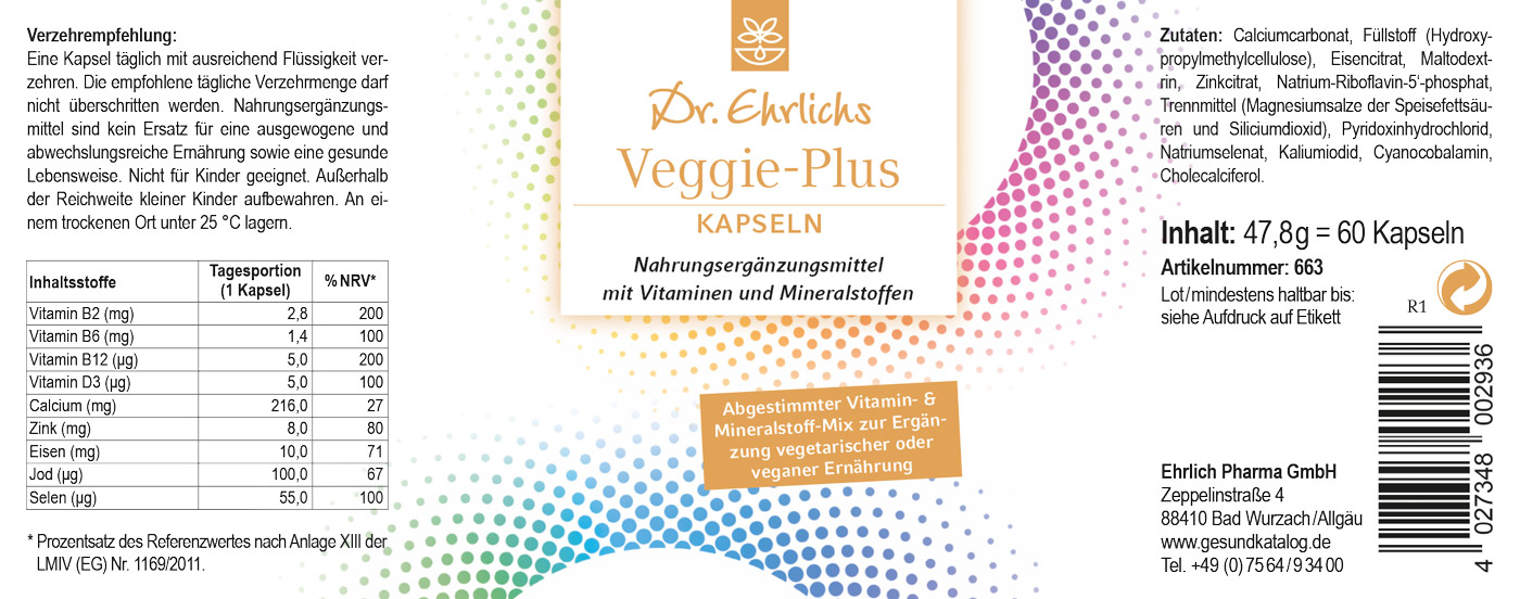 Dr. Ehrlichs Veggie-Plus Kapseln - 60 Stück
