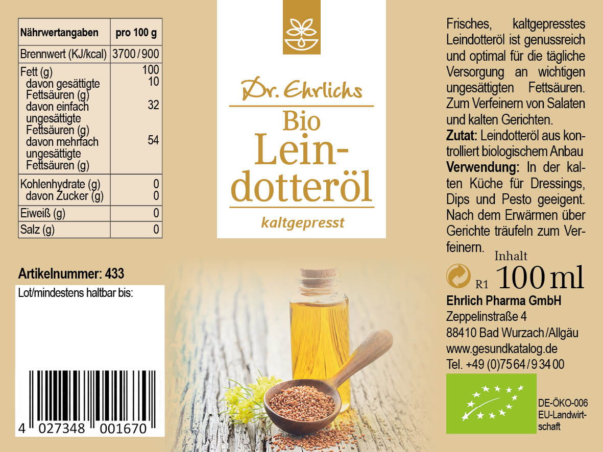 Bio Leindotteröl 100 ml (DE-ÖKO-006)