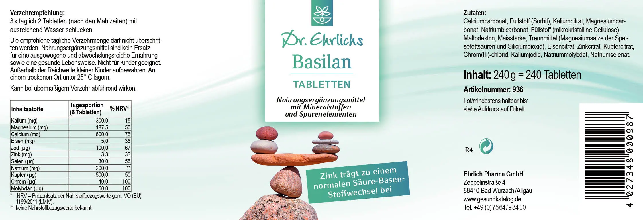 Dr. Ehrlichs Basilan Tabletten - 240 Stück