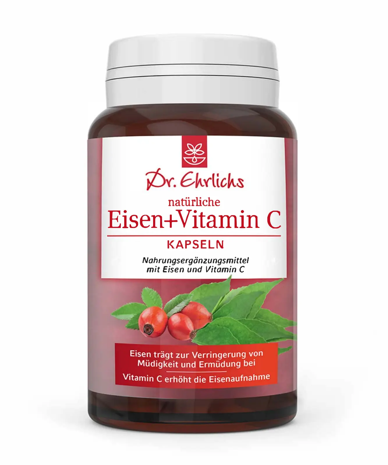 Abbildung Dosen-Frontseite der Dr. Ehrlichs Eisen und Vitamin C Kapseln