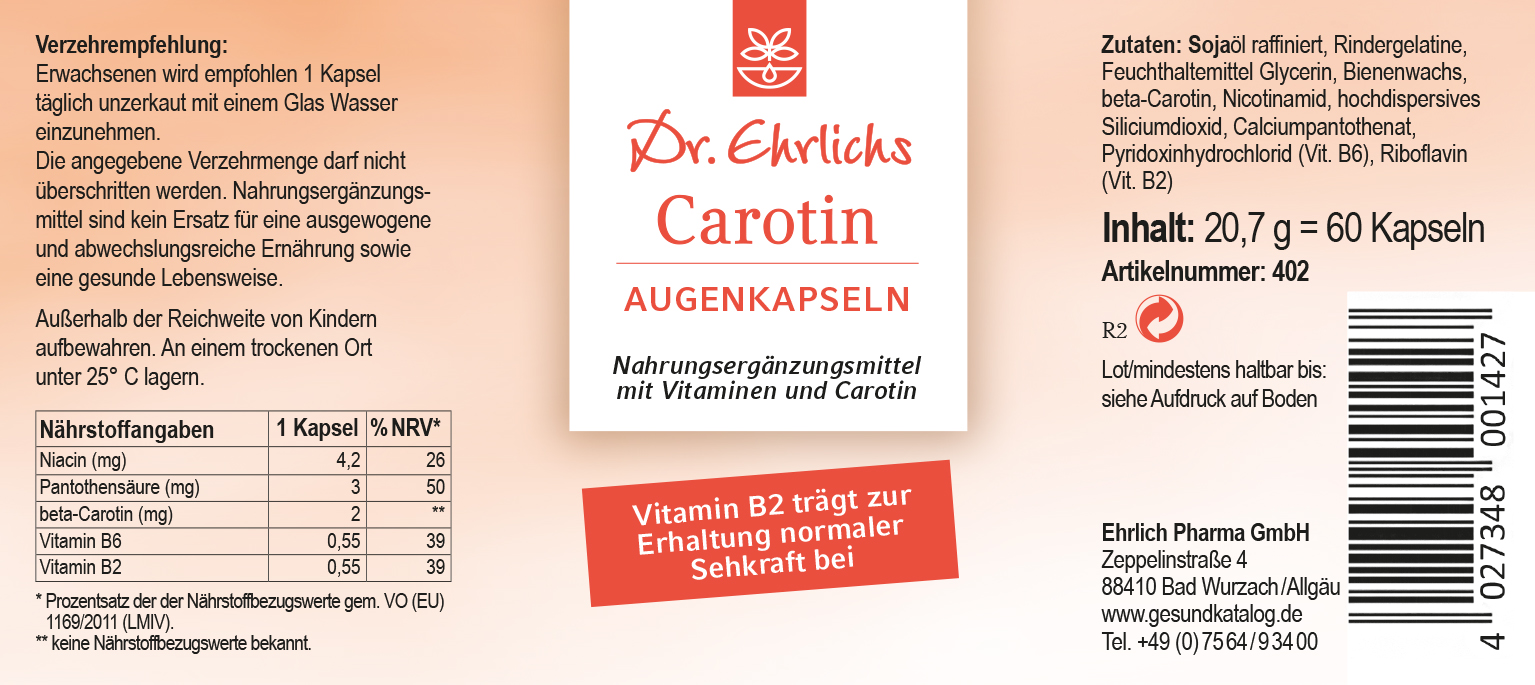 Dr. Ehrlichs Carotin Kapseln 60 Kapseln