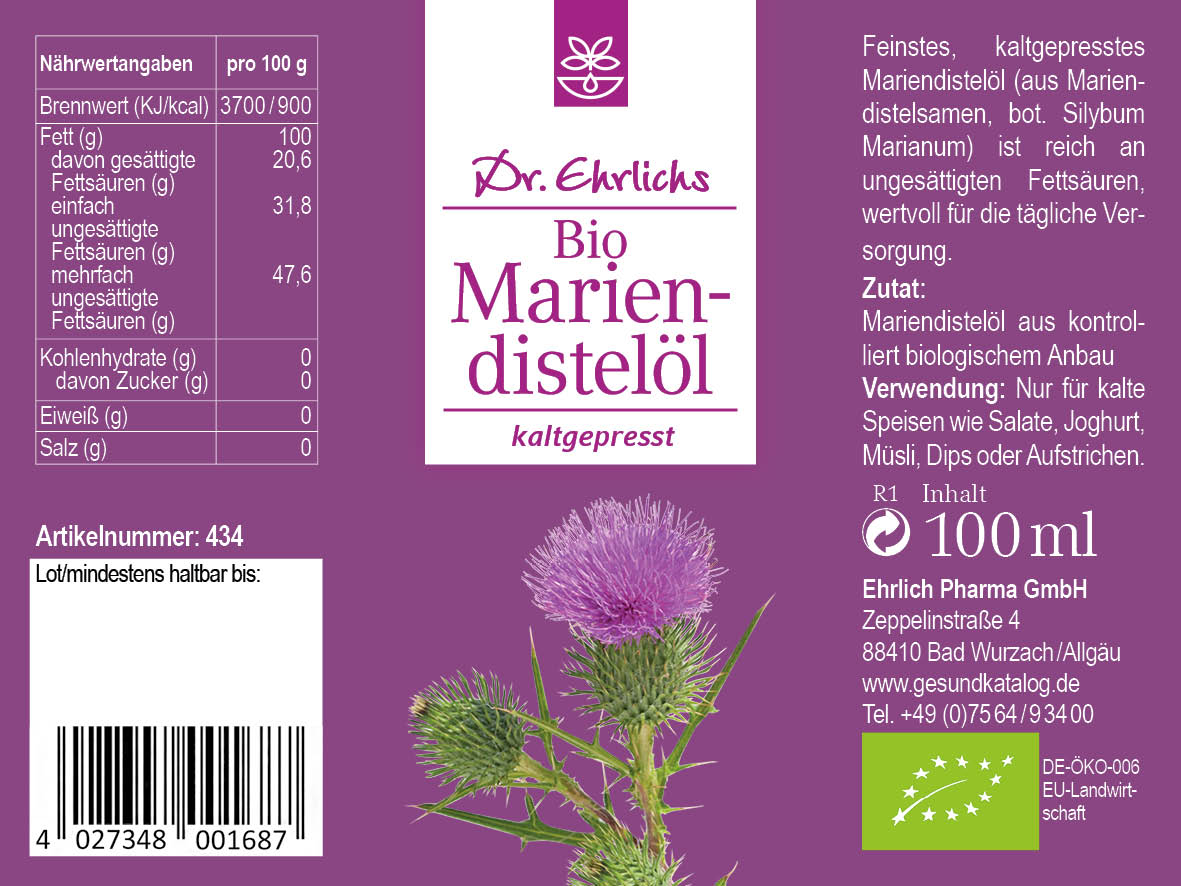 Bio Mariendistelöl 100 ml (DE-ÖKO-006)