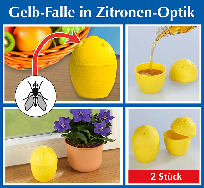 Fruchtfliegenfalle in Zitronen-Optik, 2-er-Set