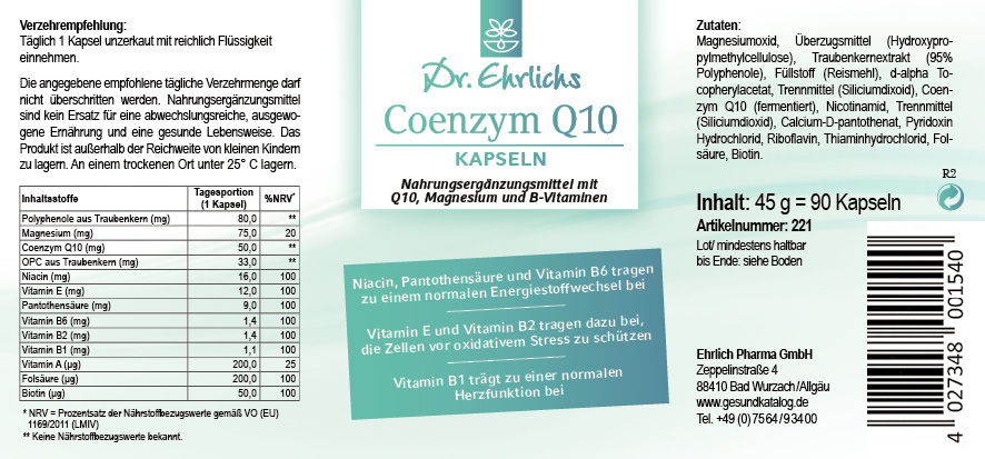Dr. Ehrlichs Coenzym Q10 90 Kapseln