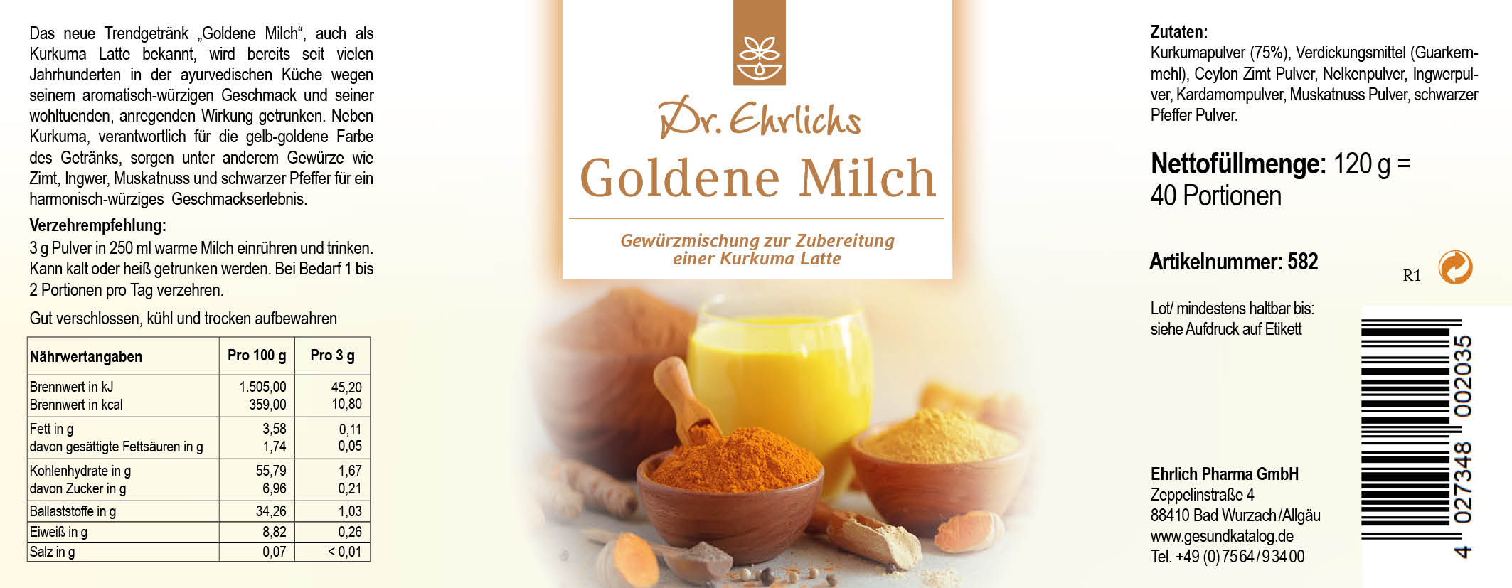 Dr. Ehrlichs Goldene Milch 120 g