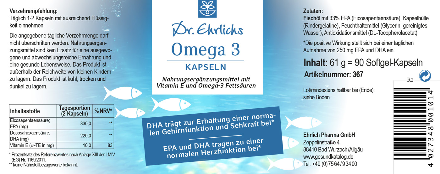 Dr. Ehrlichs Omega 3 Kapseln - 90 Stück