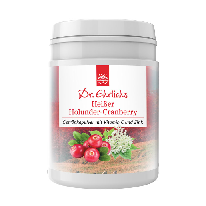 Dr. Ehrlichs "Heißer Holunder-Cranberry" Getränkepulver mit Vitamin C + Zink 70,2g