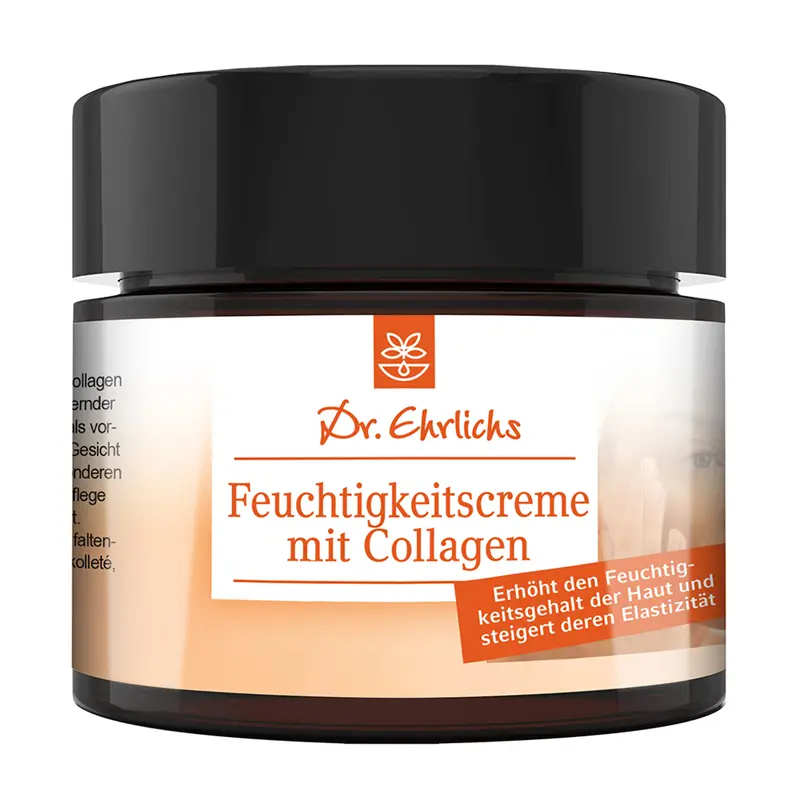 Abbildung Tiegel-Frontseite der Dr. Ehrlichs Anti-Aging Feuchtigkeitscreme mit Collagen für die reife Haut 