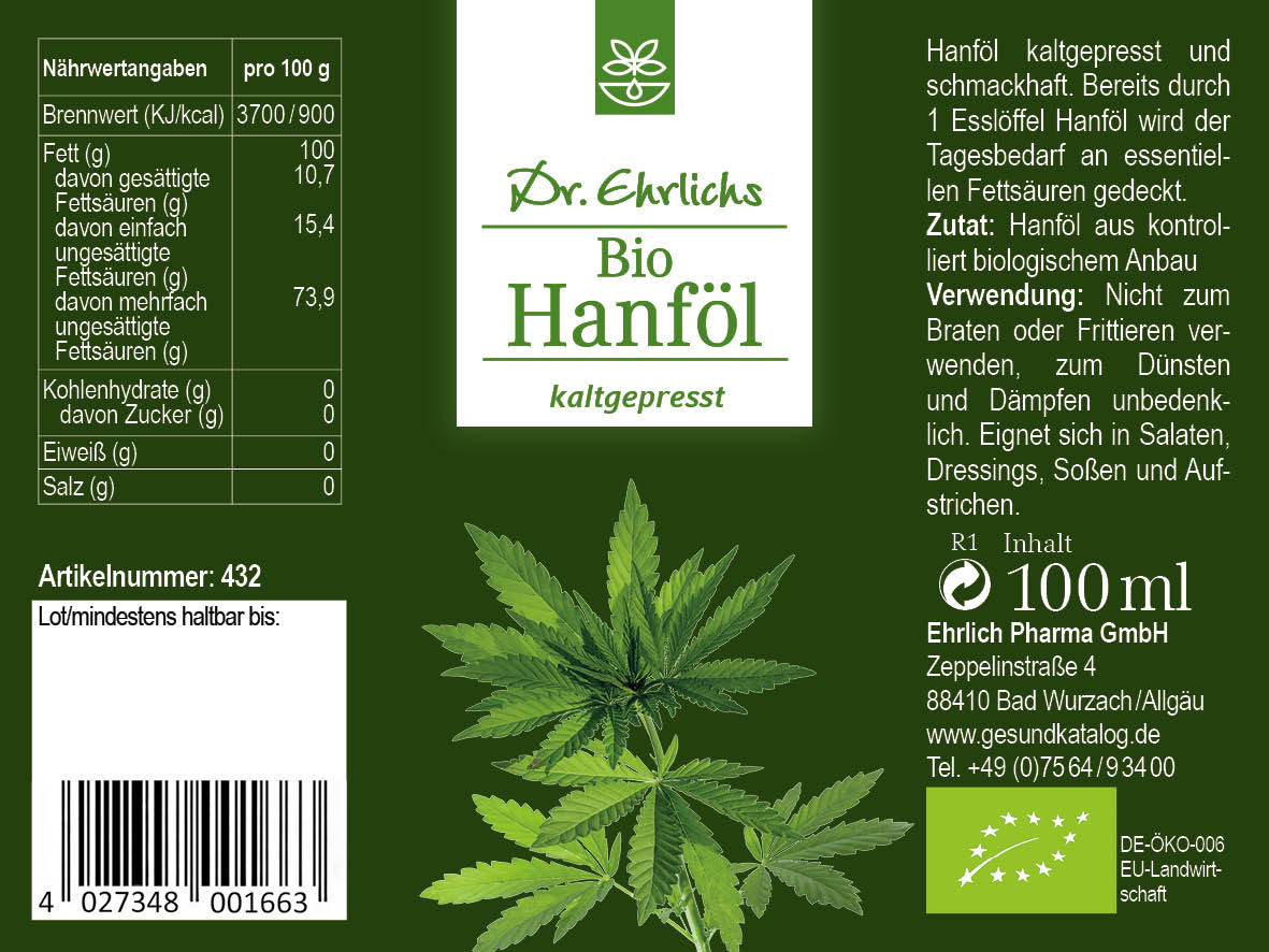 Bio Hanföl 100 ml (DE-ÖKO-006)