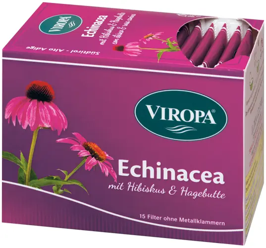 Viropa Bio Echinacea Kräutertee mit Hibiskus & Hagebutte - 15 Beutel (DE-ÖKO-006)