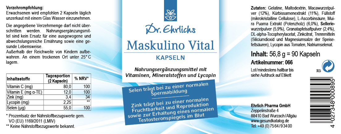 Dr. Ehrlichs Maskulino Vital Kapseln - 90 Stück