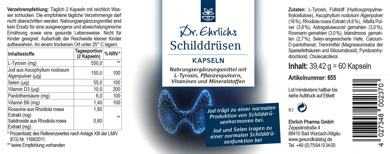 Dr. Ehrlichs "Schilddrüsen" Kapseln - 60 Stück