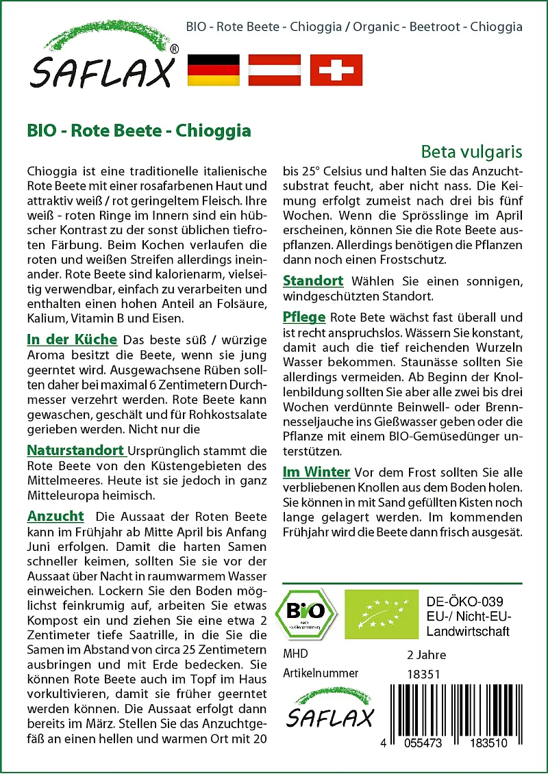BIO - Rote Beete - Chioggia (Beta vulgaris) DE-ÖKO-006